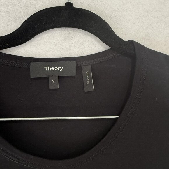Theory Shirt Womens Small Black Junia Classic Tee Pima Cotton F0024508 Crewneck - Picture 2 of 8